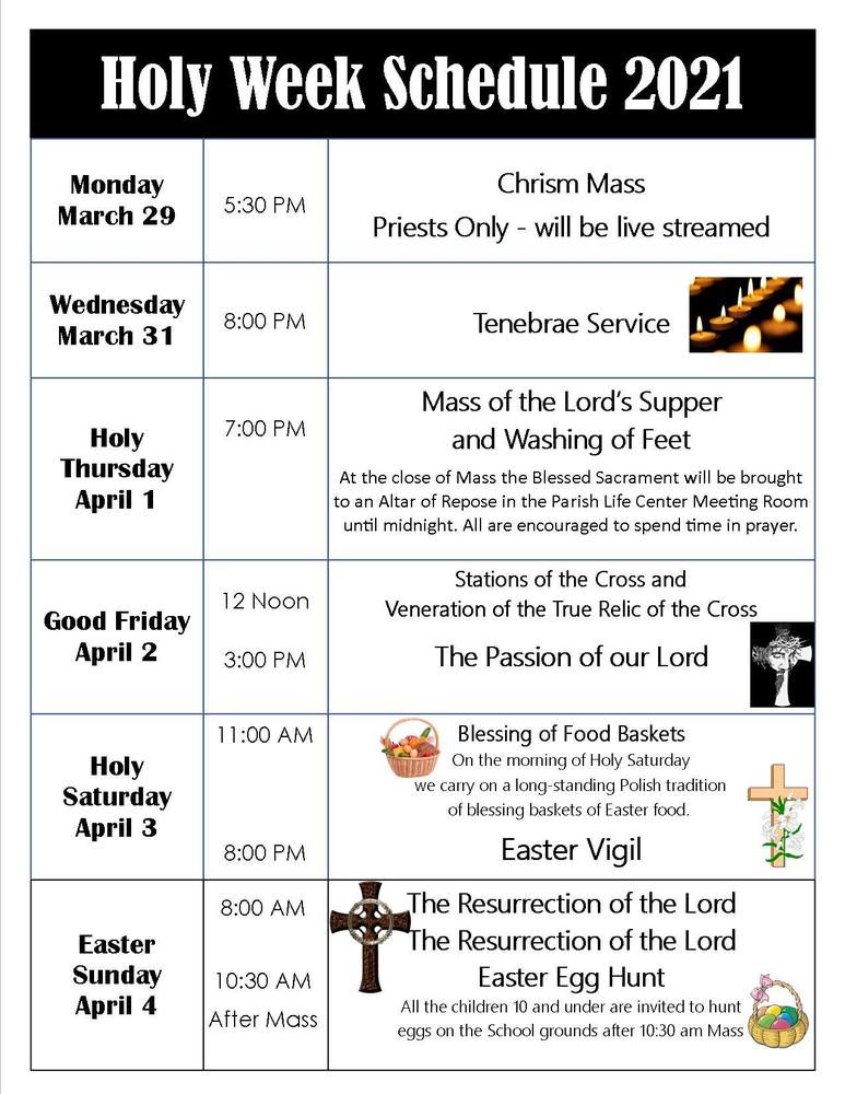 Holy Week Schedule IMMACULATE HEART OF MARY